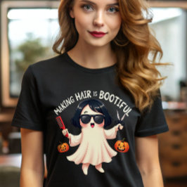 かわいい不気味がヘアスタイリストのハロウィーン理容師幽霊 Tシャツ