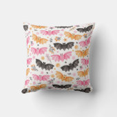 かわいい不気味こうもりと花模様パステルハロウィーン クッション (裏面)