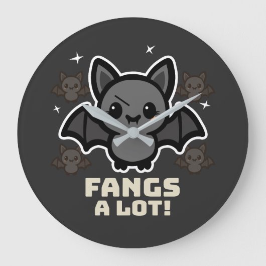 かわいい不気味こうもりハロウィーン大時計 ラージ壁時計 (正面)