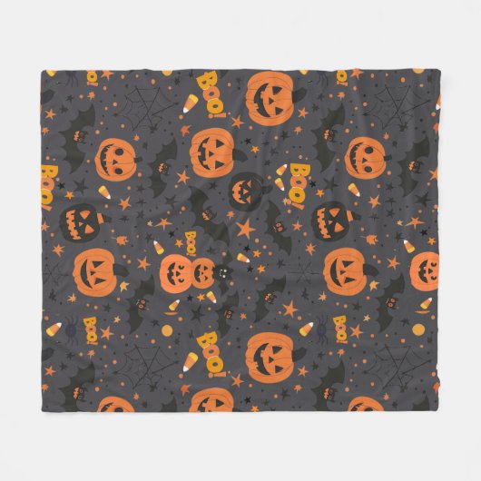 かわいい不気味とハロウィーンをテーマにした居心地の良い フリースブランケット (正面(横))