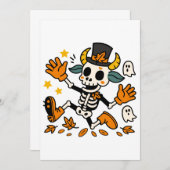 かわいい不気味なスケルトンゴートのトップハット招待状 招待状 (正面/裏面)