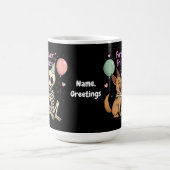 かわいい不気味なスケルトン抱きドイツの羊飼い犬 コーヒーマグカップ (中央)