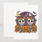 かわいい不気味なスケルトン牛とカボチャの招待状 招待状 (正面/裏面)
