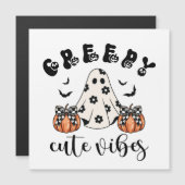 かわいい不気味なデザインのマグネットカード おしゃれなゴーストとカボチャ (正面/裏面)