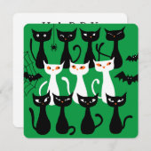 かわいい不気味なハロウィンの猫 シンプルなシルエット シーズンカード (正面/裏面)