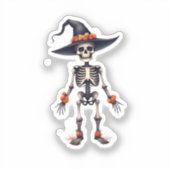 かわいい不気味なハロウィンステッカー - スケルトンの雰囲気 シール (正面)