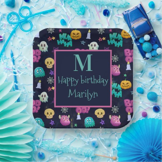 かわいい不気味なハロウィーン誕生日 ペーパープレート (パーティー)