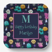 かわいい不気味なハロウィーン誕生日 ペーパープレート (正面)