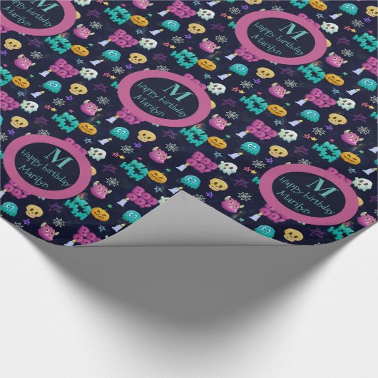 かわいい不気味なハロウィーン誕生日 ラッピングペーパー (角)