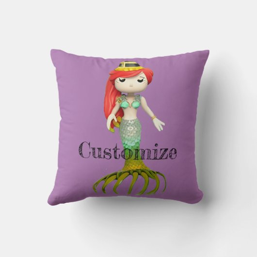 かわいい不気味な人魚の魔女サンダー_コーブ クッション (裏面)