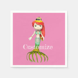 かわいい不気味な人魚の魔女サンダー_コーブ スタンダードカクテルナプキン