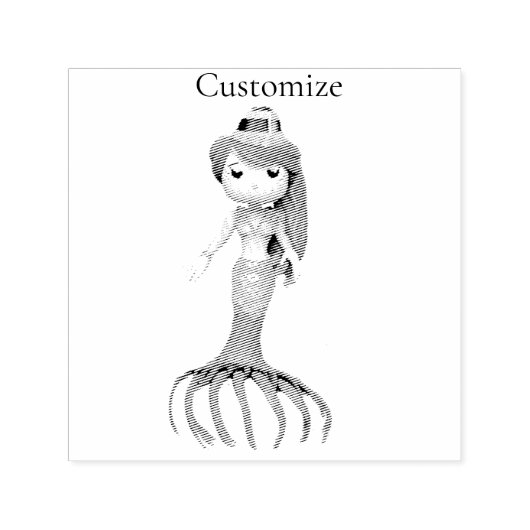 かわいい不気味な人魚の魔女サンダー_コーブ セルフインキングスタンプ (デザイン)