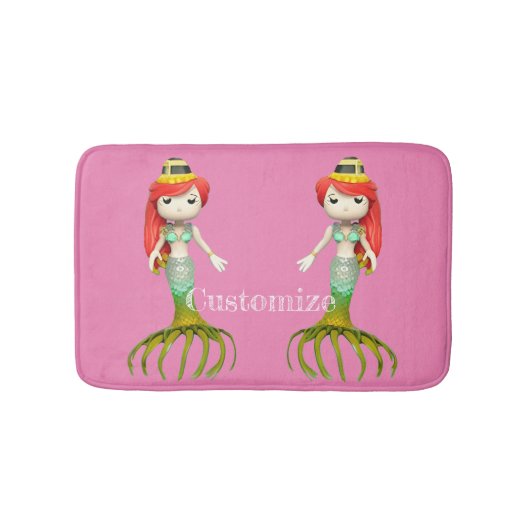 かわいい不気味な人魚の魔女サンダー_コーブ バスマット (正面)