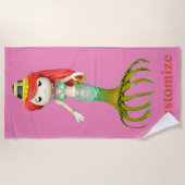 かわいい不気味な人魚の魔女サンダー_コーブ ビーチタオル (正面)