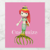 かわいい不気味な人魚の魔女サンダー_コーブ ワインラベル (シングルラベル)