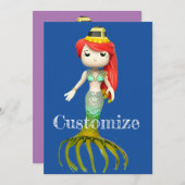 かわいい不気味な人魚の魔女サンダー_コーブ 招待状 (正面/裏面)