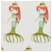 かわいい不気味な人魚の魔女 ファブリック (クローズアップ)
