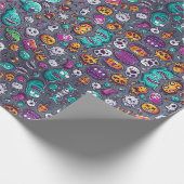 かわいい不気味な小さなモンスターのハロウィーン ラッピングペーパー (角)