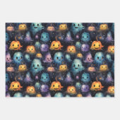 かわいい不気味な幽霊グールハロウィーン ラッピングペーパーシート (正面3)