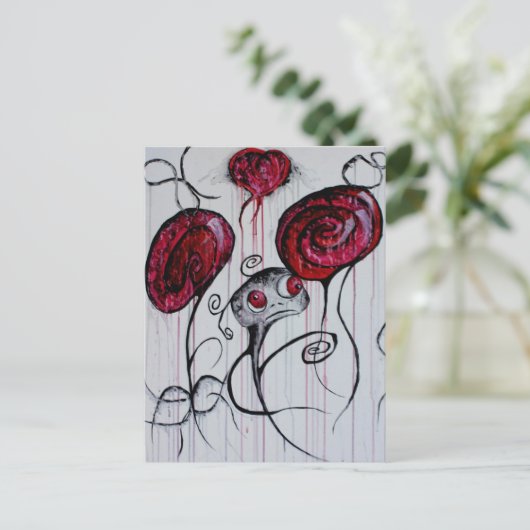 かわいい不気味な生き物ゴシックファンタジー悲しいモンスターアート ポストカード (スタンド正面)