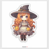 かわいい不気味な魔女 シール (シート)