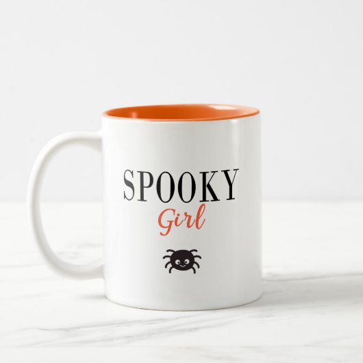 かわいい不気味ガールファミリーハロウィンスパイダー ツートーンマグカップ (左)