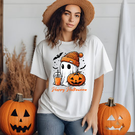 かわいい不気味スタイル:かわいいおもしろい幽霊ハロウィーン Tシャツ