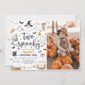 かわいい不気味ハロウィン幽霊2ndバースデーフォト 招待状 (正面)