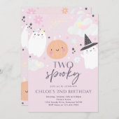 かわいい不気味ハロウィン幽霊2nd誕生日パーティー 招待状 (正面/裏面)