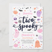 かわいい不気味ハロウィン幽霊2nd誕生日パーティー 招待状 (正面)