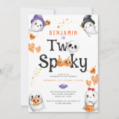 かわいい不気味ハロウィン幽霊2nd誕生日パーティー 招待状 (正面)
