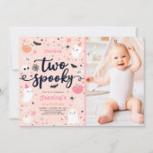 かわいい不気味ハロウィン幽霊2nd誕生日パーティー 招待状 (正面)