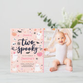 かわいい不気味ハロウィン幽霊2nd誕生日パーティー 招待状 (スタンド正面)