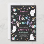 かわいい不気味ハロウィン幽霊2nd誕生日パーティー 招待状 (正面)