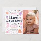かわいい不気味ハロウィン幽霊2nd誕生日パーティー 招待状 (正面)