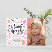 かわいい不気味ハロウィン幽霊2nd誕生日パーティー 招待状 (スタンド正面)