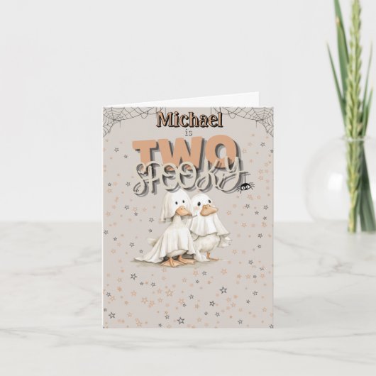 かわいい不気味ハロウィン幽霊2nd誕生日 招待状 (正面)