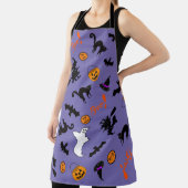 かわいい不気味ハロウィーンアイコンパープルエプロン エプロン (インサイチュ)