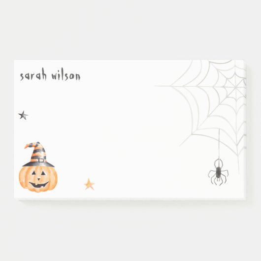 かわいい不気味ハロウィーンカボチャのクモの巣の星 ポストイット (正面)