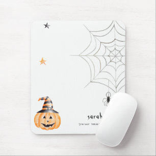 かわいい不気味ハロウィーンカボチャのクモの巣の星 マウスパッド