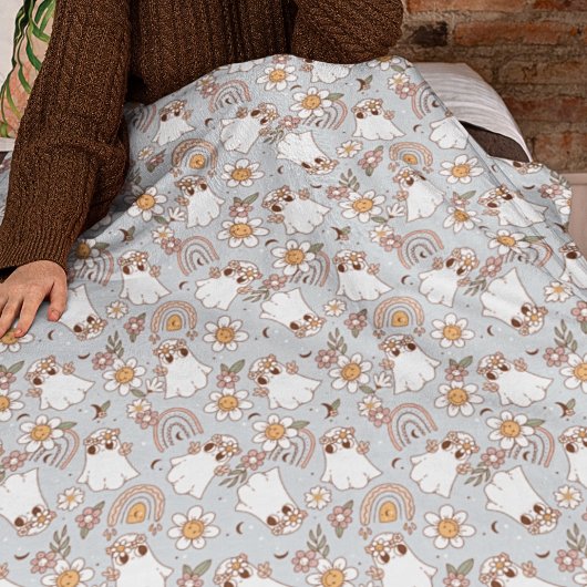 かわいい不気味ハロウィーングルービーレトロスタイルキッズ フリースブランケット