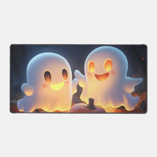 かわいい不気味ハロウィーン漫画幽霊パンプ白熱［赤熱］光を放つル デスクマット