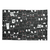 かわいい不気味ハロウィーン白黒アニメ動物 枕カバー (裏面)