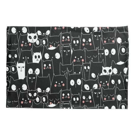かわいい不気味ハロウィーン白黒アニメ動物 枕カバー (裏面)