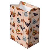 かわいい不気味ハロウィーン秋 ミディアムペーパーバッグ (裏面アングル)