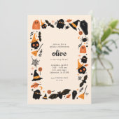 かわいい不気味ハロウィーン誕生日パーティーの招待状 招待状 (スタンド正面)