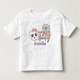 かわいい不気味ピンクのハロウィーンの名前誕生日 トドラーTシャツ