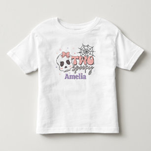 かわいい不気味ピンクのハロウィーンの名前誕生日 トドラーTシャツ