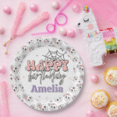 かわいい不気味ピンクのハロウィーンハッピーバースデー ペーパープレート (パーティー)