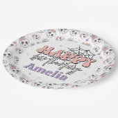 かわいい不気味ピンクのハロウィーンハッピーバースデー ペーパープレート (アングル)